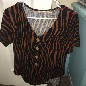 Oversized tiger print button up